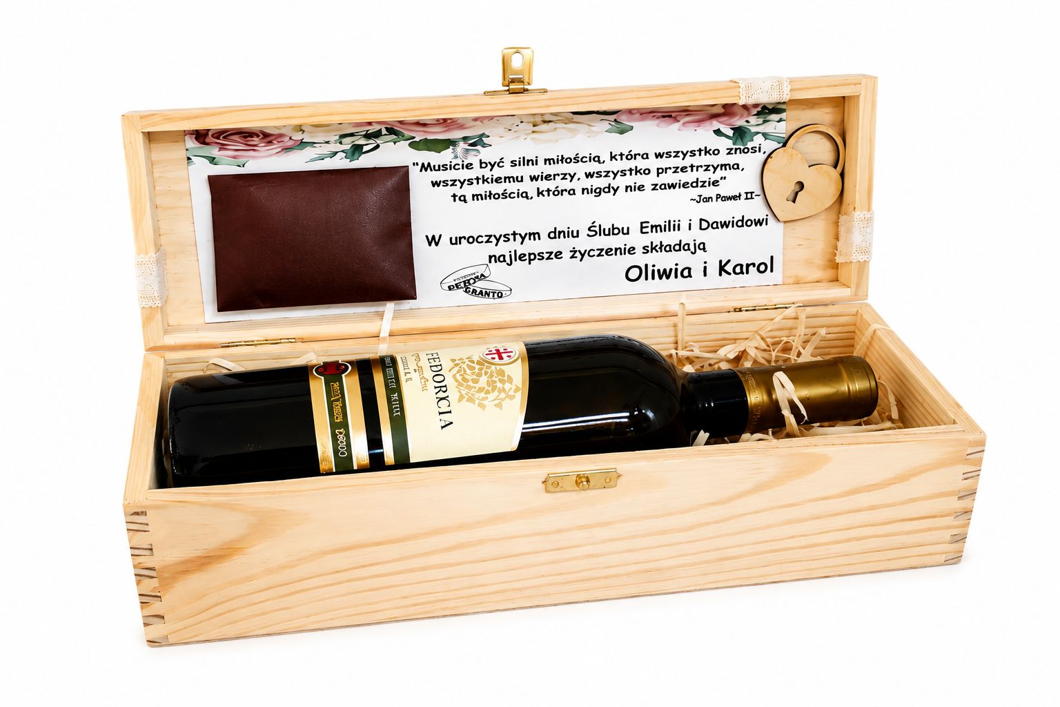 Skrzynka na wino ,,W dniu Ślubu"-personalizowany prezent dla Pary Młodej