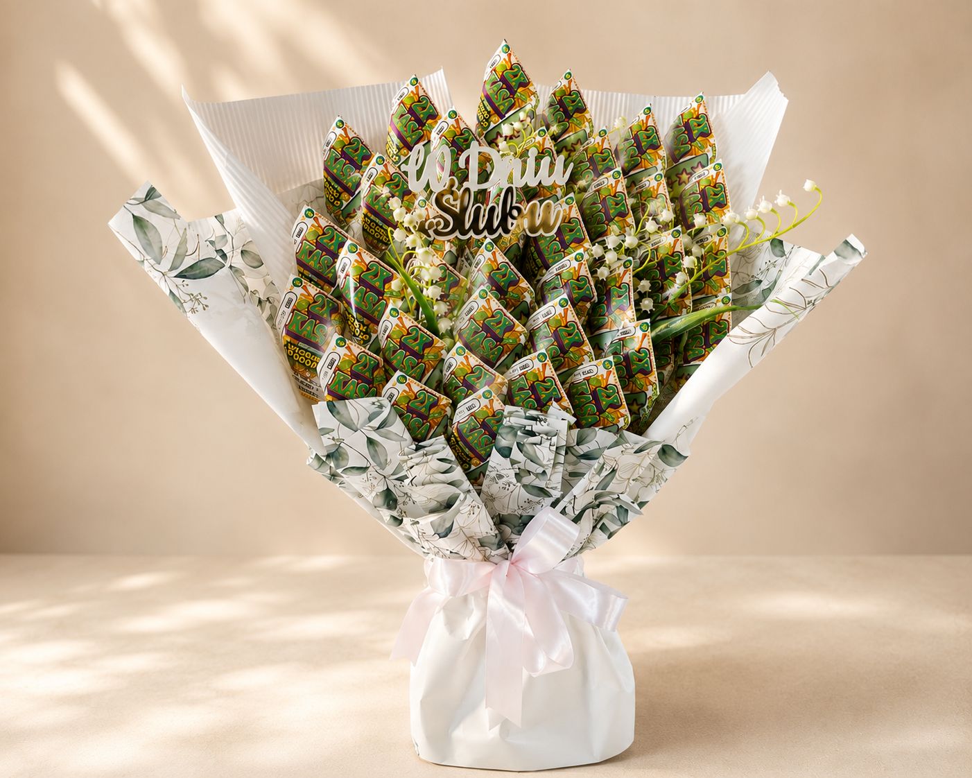 Bukiet ze zdrapek „W Dniu Ślubu” 💚