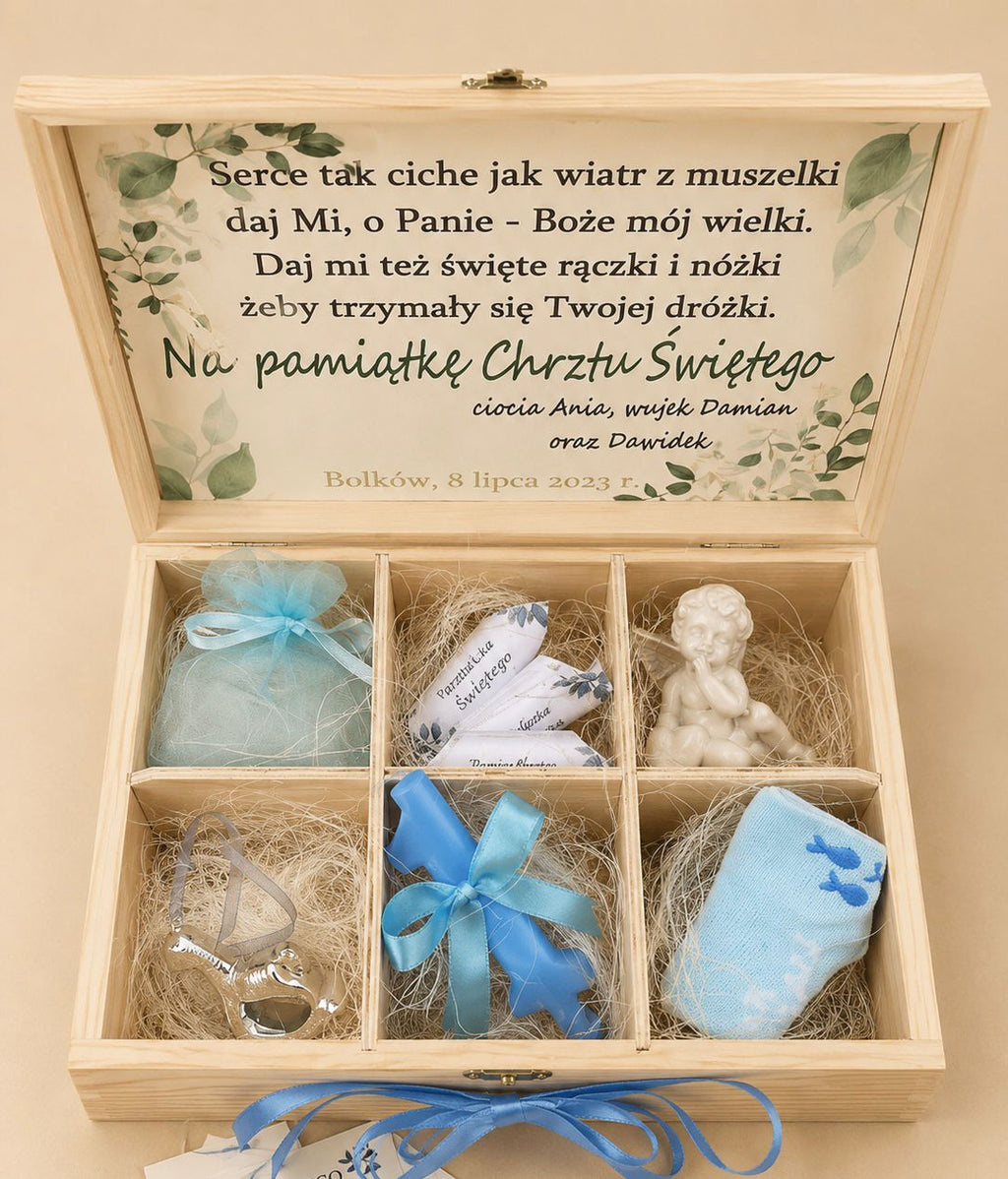 💙 Personalizowana Skrzyneczka na Pamiątkę Chrztu Świętego 💙