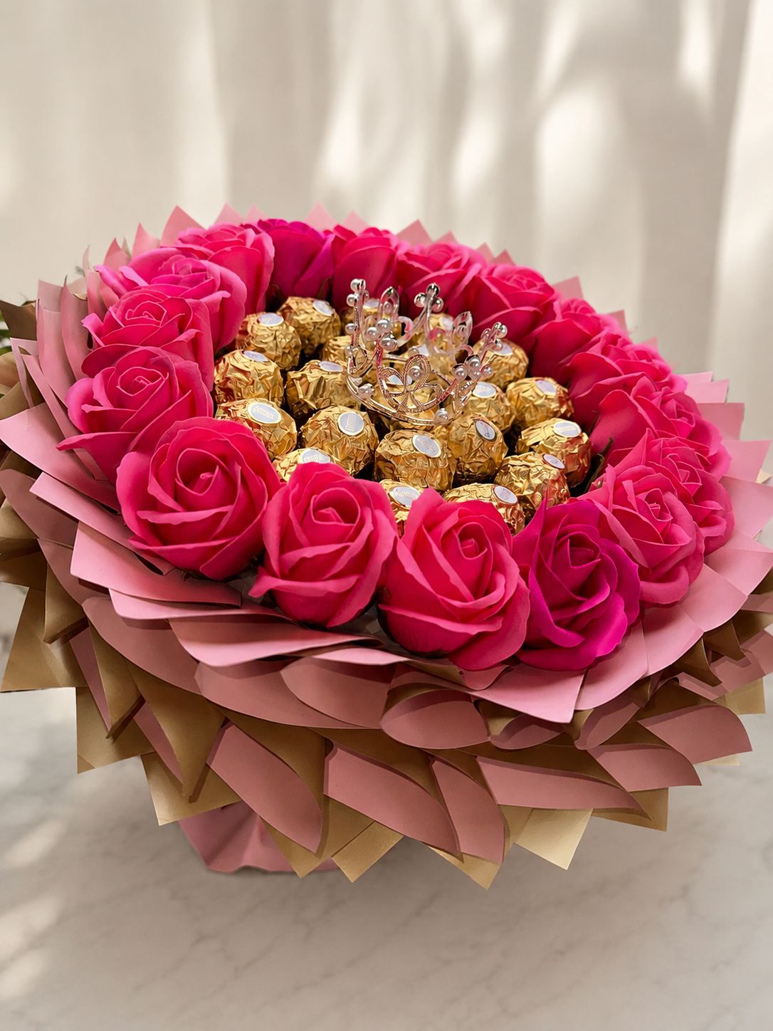 Bukiet Premium z róż mydlanych i Ferrero Rocher 👑